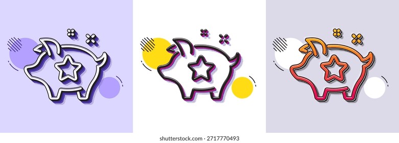 Loyalty points line icon. Halftone dotted pattern. Gradient icon with grain shadow. Bonus piggy. Discount program symbol. Line loyalty points icon. Various designs. Vector