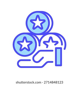 Icono de línea de puntos de fidelidad, símbolo de esquema para la retención de Clientes, acumulación de puntaje, programa de recompensas, saldo de crédito y valor de usuario. Icono de signo de Vector.