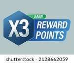 loyalty program abstract, earn x3 reward points vector icon