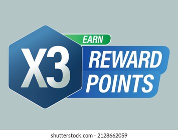 Loyalty Program Abstract, Earn X3 Reward Points Vector Icon