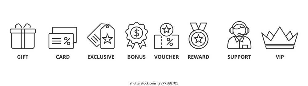 Loyalty program banner web icon vector illustration concept with icon of gift, card, exclusive, bonus, voucher, reward, support, vip