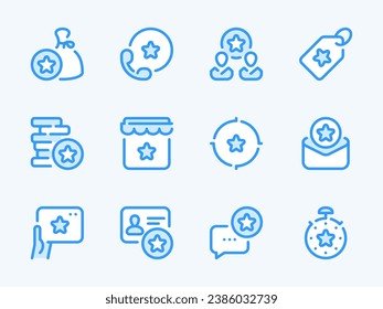 Loyalty program and Bonus points vector line icons. Collect coins and Reward star outline icon set. Membership system, Benefit, Special, Gift bonus offer and more.