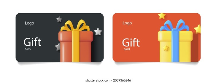 Loyalty program, customer gift reward bonus card with illustration of 3d render style, clean modern template, isolated