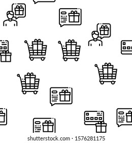 Loyalty Program For Customer Seamless Pattern Vector Thin Line. Illustrations