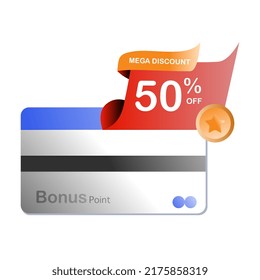 loyalty program discount card for grocery store, supermarket with percent, e-commerce shopping program, 3d card