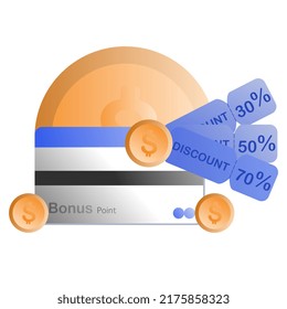 loyalty program discount card for grocery store, supermarket with percent, e-commerce shopping program, 3d card