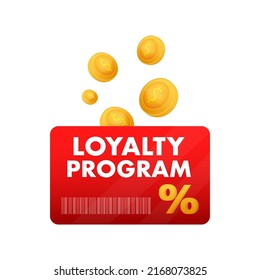 Loyalty program in flat style. Discount coupon. 3d coupon reward. Discount, loyalty program, promotion