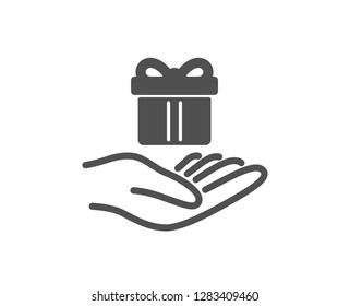 Loyalty program icon. Gift box sign. Present symbol. Quality design element. Classic style icon. Vector