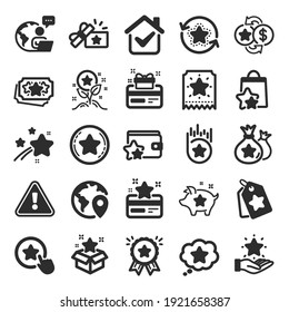 Loyalty Program Icons. Bonus Card, Redeem Gift And Discount Coupon Signs. Lottery Ticket, Earn Reward And Winner Gift Icons. Shopping Bag, Loyalty Card And Lottery Present. Flat Icon Set. Vector