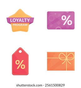 Loyalty program icons set cartoon vector. Loyalty program and customer service. Promotion method, marketing concept