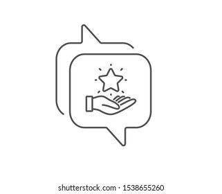 Loyalty program line icon. Chat bubble design. Bonus points. Discount star symbol. Outline concept. Thin line loyalty program icon. Vector