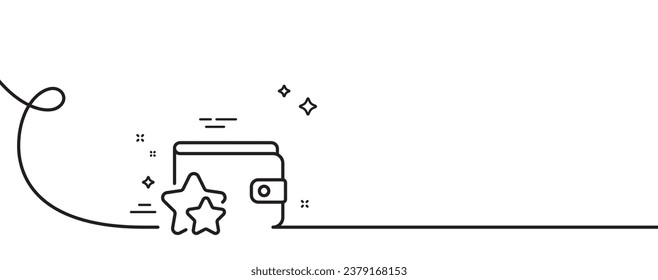 Loyalty program line icon. Continuous one line with curl. Bonus points. Discount wallet symbol. Loyalty program single outline ribbon. Loop curve pattern. Vector