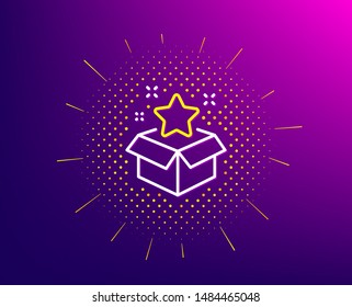 Loyalty program line icon. Halftone pattern. Bonus points. Discount box symbol. Gradient background. Loyalty program line icon. Yellow halftone pattern. Vector