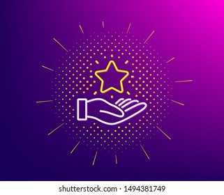 Loyalty Program Line Icon. Halftone Pattern. Bonus Points. Discount Star Symbol. Gradient Background. Loyalty Program Line Icon. Yellow Halftone Pattern. Vector