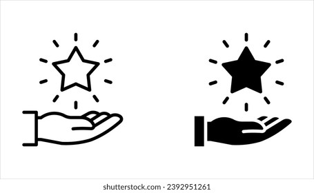 Loyalty program line icon set. Bonus points. Discount star symbol. Quality design element on white background