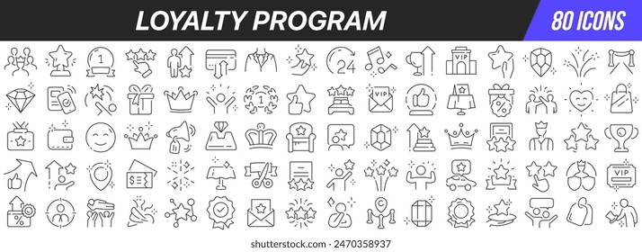 Loyalty program line icons collection. Big UI icon set in a flat design. Thin outline icons pack. Vector illustration EPS10