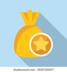 Loyalty program money bag reward icon flat vector. Online code. Shopping marketing