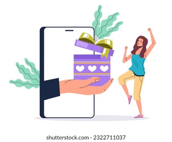 El teléfono del programa de fidelidad hace referencia al concepto abstracto del cliente. Ilustración gráfica del diseño del vector