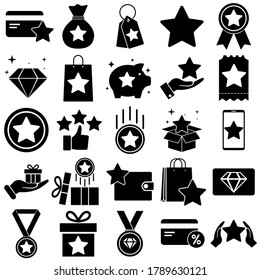 Loyalty program set icon, bonus program for customers, isolated on a white background