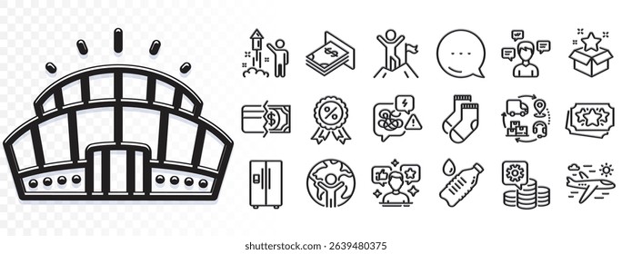 Loyalty program, Stress and Payment methods line icons for web app. Glare of light effect. Message icon. Pack of Social media, Leadership, Discount medal pictogram icons. Vector