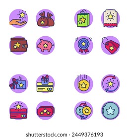 Loyalty program thin line icons set. Symbols for customer incentive rewards, gifts and bonus cards vector illustration collection. Shopping and exclusive discounts concept