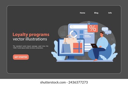 Loyalty Programs in Consumer Engagement. An illustration showing the management of loyalty programs to foster consumer retention and reward long-term shopping behavior.