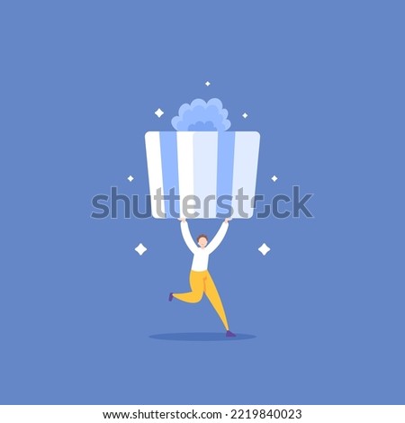 loyalty programs. self rewards. a loyal customer who gets an award or prize. a man get a big gift. happy customer. illustration concept design. graphic element