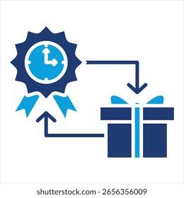 Ilustración vectorial de icono azul plana de canje de fidelidad