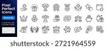 Loyalty and reward line icon set. Gift, VIP badge, trophy, loyalty card, redeem point minimal vector illustrations. Simple outline signs for bonus programs. 48x48 Pixel Perfect. Editable Stroke.