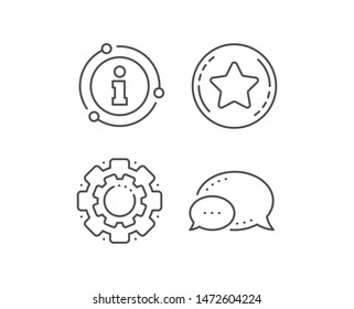 Loyalty star line icon. Chat bubble, info sign elements. Bonus points. Discount program symbol. Linear loyalty star outline icon. Information bubble. Vector