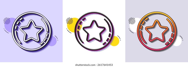 Loyalty star line icon. Halftone dotted pattern. Gradient icon with grain shadow. Bonus points. Discount program symbol. Line loyalty star icon. Various designs. Vector