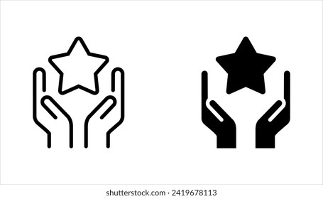 Juego de iconos de línea de estrella de fidelidad. símbolo del programa de descuento. ilustración vectorial sobre fondo blanco