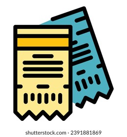 Loyalty ticket icon outline vector. Online customer. Gift benefit color flat