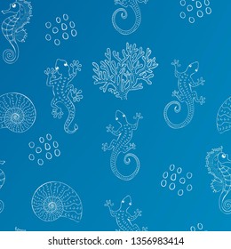 lozards blue animal seamless vector patten. Concept for print, packing design, web design
