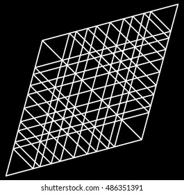 lozenge, rhombus artistic geometric element with grid, mesh