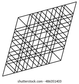 lozenge, rhombus artistic geometric element with grid, mesh