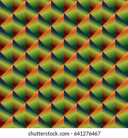 Lozenge seamless pattern with gradient of green,blue, orange and red