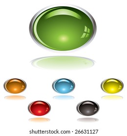 Lozenge Shape Gel Icon With Shadow And Reflection With Color Variation