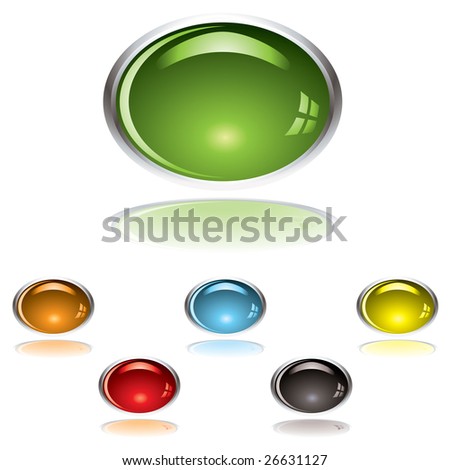 Lozenge shape gel icon with shadow and reflection with color variation
