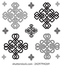 Lozenge-shaped Buryad Mongolian patterns knots