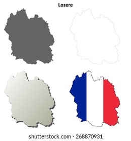 Lozere (Languedoc-Roussillon) outline map set