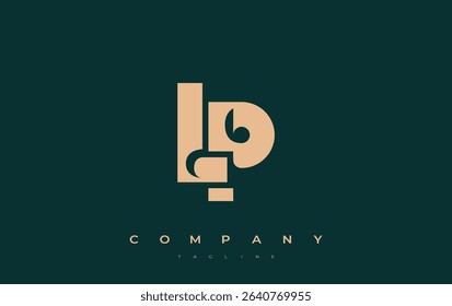 LP Abstract Geometric Logo Design. Modern and elegant logo design with simplistic typography elements, showcasing branding excellence.