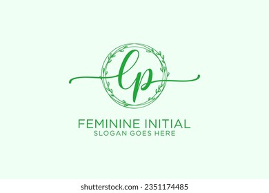 Monograma de belleza LP y elegante logo de diseño de la escritura a mano de marca inicial, boda, moda, floral y botánica con plantilla creativa.