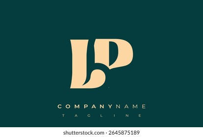 LP Creative Abstract Typography Design de logotipo. Logotipo elegante que combina tipografia arrojada e formas criativas, ideal para soluções de marca e identidade.