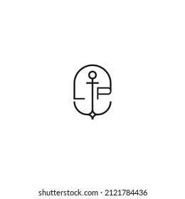 LP creative letter logo design in anchor concept with high quality professional design that will print well across any print media