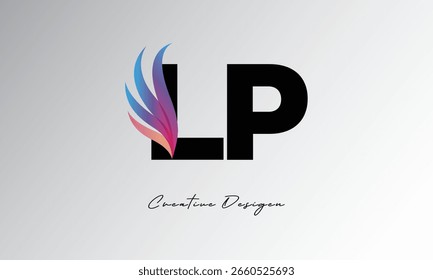 LP Feather Gradient Logo – Monograma de ala elegante para marca moderna y diseño de identidad visual