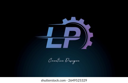 LP Gear Fusion Logo – Industrial Tech-Inspired Letter mark Futuristic Industrial Letter Mark Design for Technology and Engineering Brands.