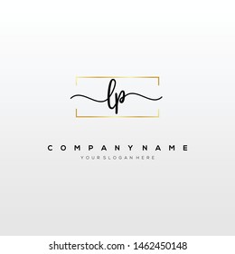 LP handwriting initial logo template vector.