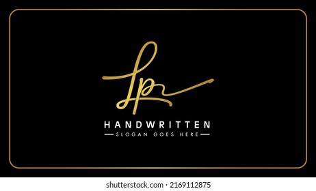 LP handwritten golden logo for identity, Creative gold handwriting initial signature concept design, l and p initials typography monogram icon for any business or company.