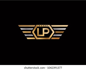 LP Hexagon Shape Letter design
